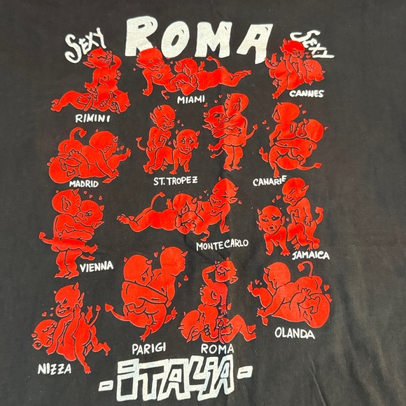 Vintage Black *Sexy-xxx* Roma Italia Graphic T-Shirt Sz Xxl - Picture 3 of 8